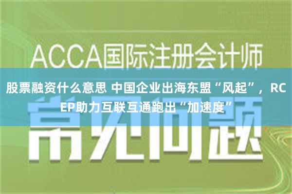 股票融资什么意思 中国企业出海东盟“风起”，RCEP助力互联互通跑出“加速度”