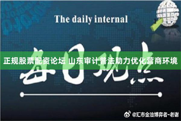 正规股票配资论坛 山东审计普法助力优化营商环境