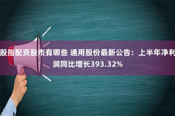 股指配资股市有哪些 通用股份最新公告：上半年净利润同比增长393.32%