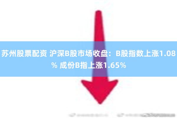 苏州股票配资 沪深B股市场收盘：B股指数上涨1.08% 成份B指上涨1.65%